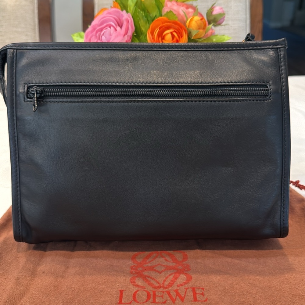Authentic Loewe Black Leather clutch Bag with Minimalist Design - Picture 2 of 11